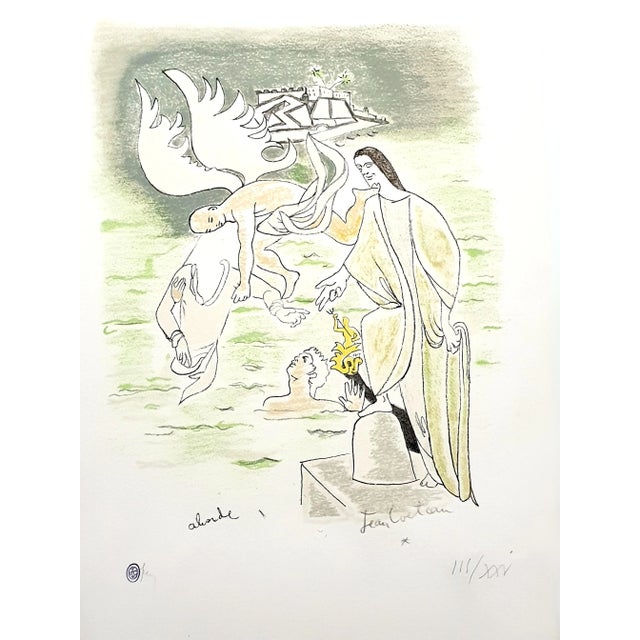 Jean Cocteau, Angel, 1967, Hand-Colored Lithograph For Sale - Image 11 of 11