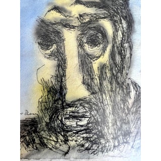 Ben-Zion Weinman, Ben ZIon Expressionist Judaica Rabbi Watercolor Painting Jewish Modernist WPA, c.1950's For Sale
