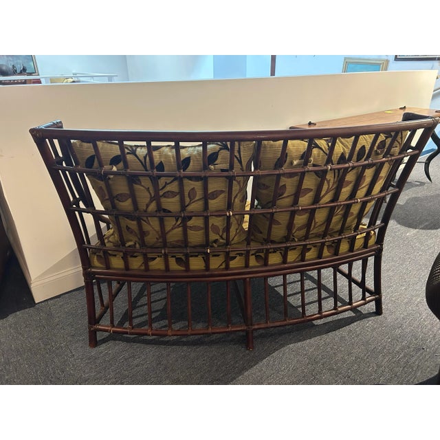 Curved Palm Beach Bamboo Bench Pair For Sale - Image 4 of 5