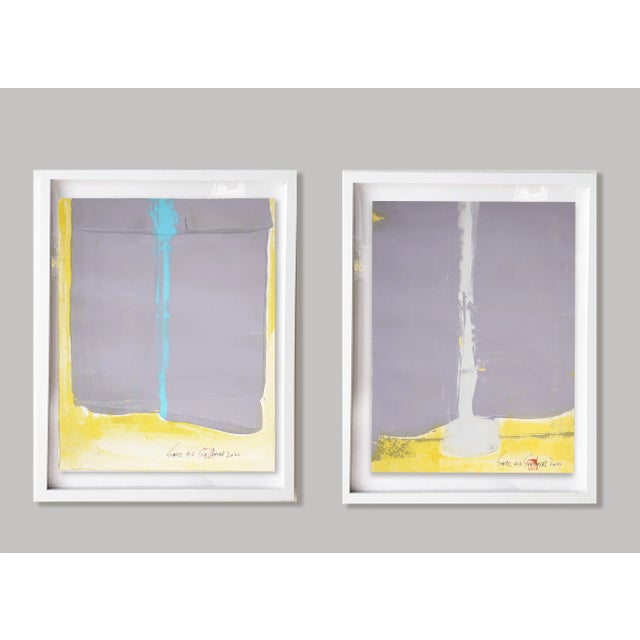 2020s "Static 412" Contemporary Abstract Sky Blue Framed Painting For Sale - Image 5 of 6