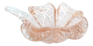 Murano Art Glass Controlled Bubbles Light Pink Mid-Century Modern Italy 1960s