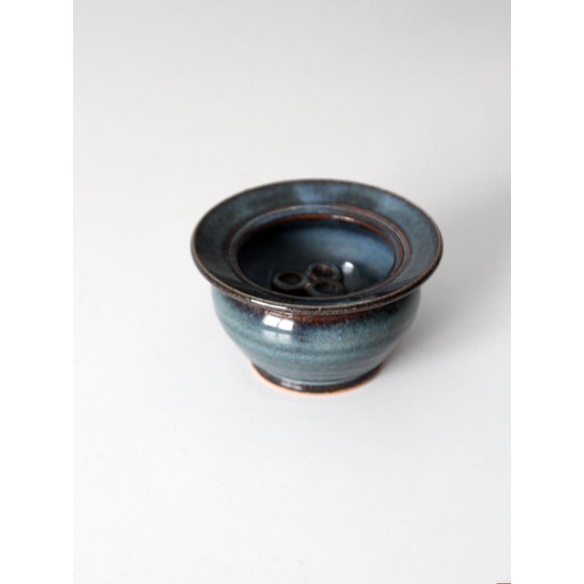 Vintage Handmade Studio Pottery Flower Frog Vase For Sale - Image 10 of 11