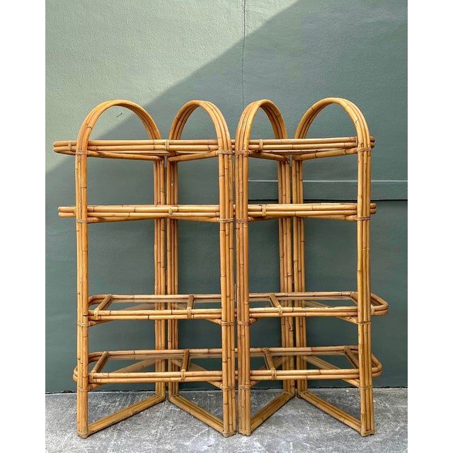 Vintage Arched Rattan Accordion Etagere For Sale In West Palm - Image 6 of 12
