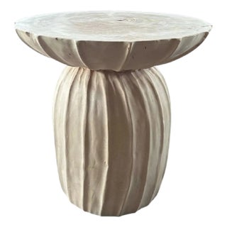 Sculptural Side Table Mango Wood Bleached Finish For Sale