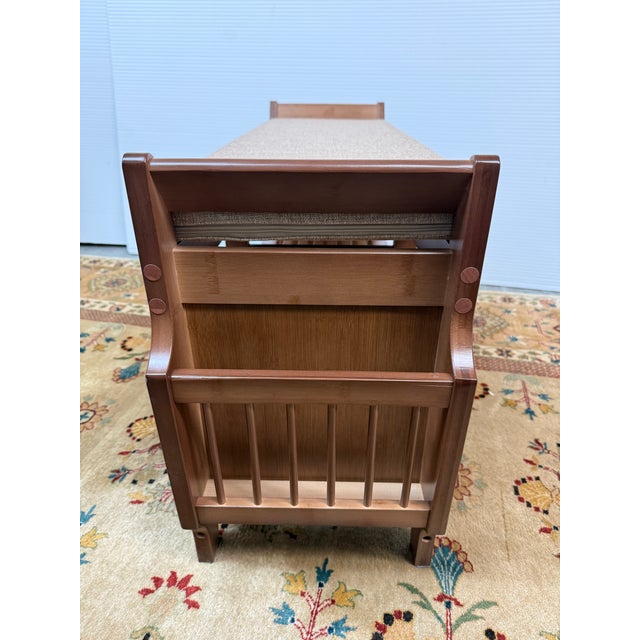 Transitional Wood Padded Bench Seat For Sale - Image 11 of 12