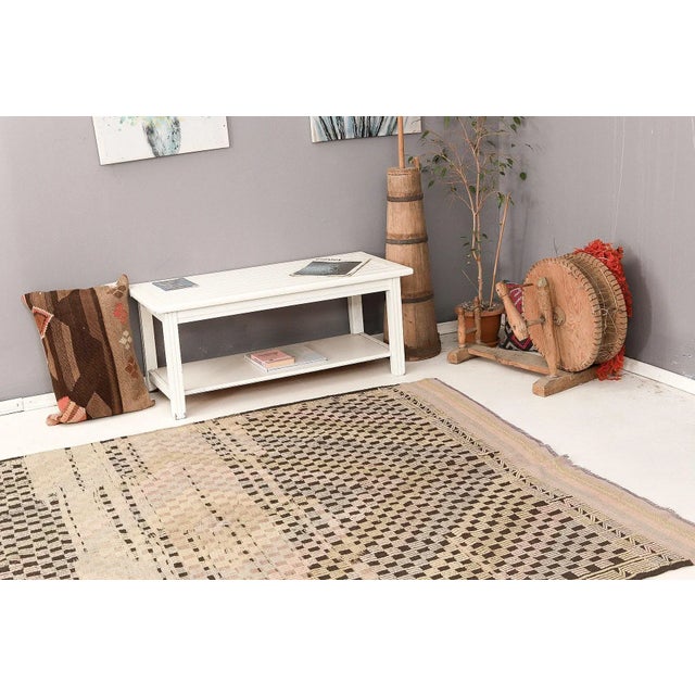 Mid 20th Century Decorative Vintage Embroidered Kilim Rug For Sale In Los Angeles - Image 6 of 7