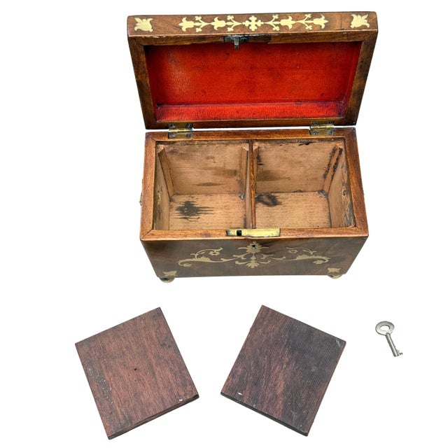 Regency Brass Inlaid Mahogany Tea Caddy, 1815 For Sale - Image 4 of 13