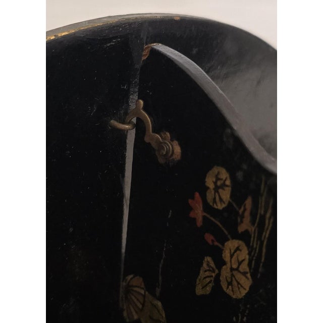 Black 19th Century Chinoiserie Black Lacquer Wall Pocket and Paper Divider Ensemble For Sale - Image 8 of 12