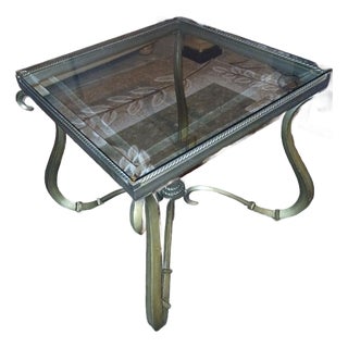 Modern Gold Metal Scrolled Side Lamp Table For Sale