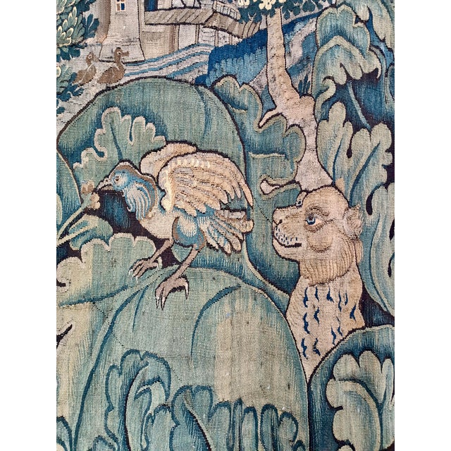 Textile 16th Century Flemish Cabbage Leaves Tapestry With an Elephant and Exotic Animals For Sale - Image 7 of 12