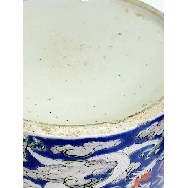 Antique Chinese Qing Blue and White Porcelain Teapot With Imperial Dragon & Could Design, 19th Century For Sale - Image 11 of 11
