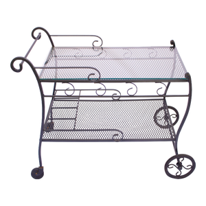 1950s Black Metal Rolling Bar Cart
