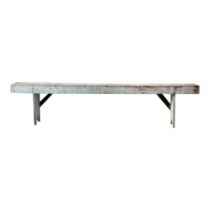Antique Primitive Painted Blue Bench