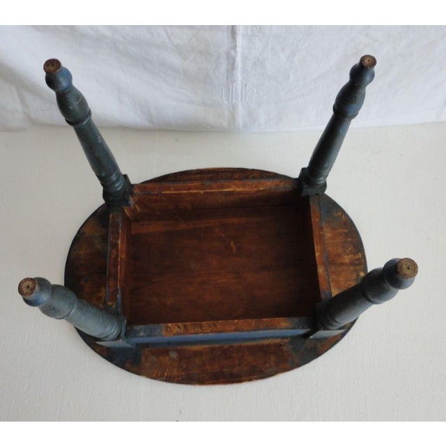 Wood 19th Century Original Blue Painted Small Oval Table For Sale - Image 7 of 7