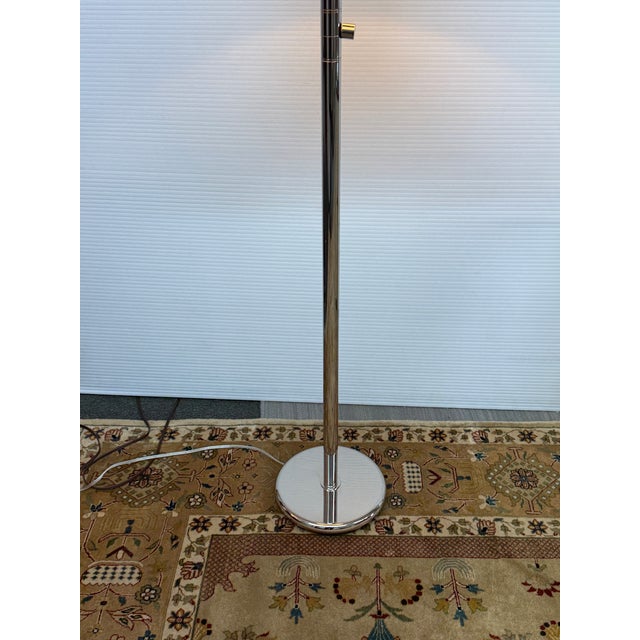 Chrome Plated Traditional Floor Lamp With Drum Shade For Sale - Image 4 of 12