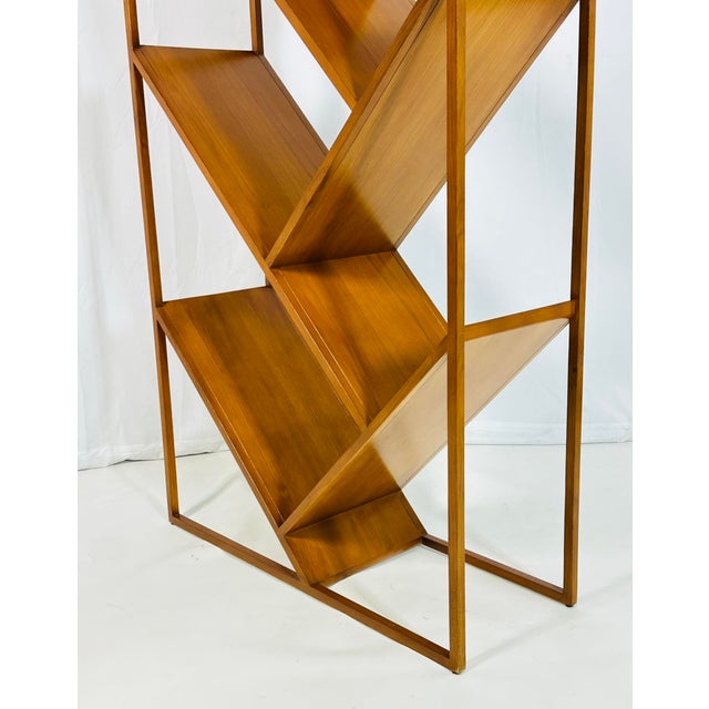 Danish Modern Geometric Wood Étagère Open Display Bookcase, Mid-Century Style For Sale - Image 13 of 17