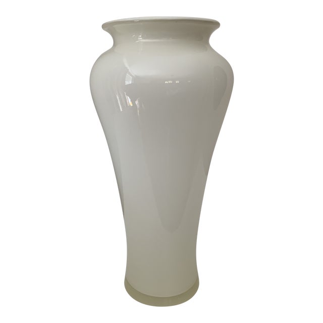 Vintage White Glass Cased Vase For Sale