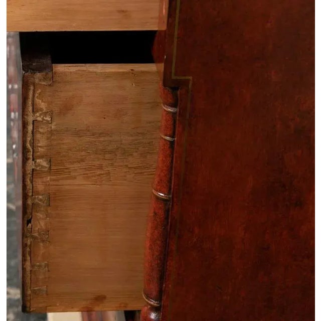 Red Impressive Biedermeier Continental Faux Bois Painted Pine Cylinder Secretary Bookcase For Sale - Image 8 of 12