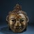 Art Deco Ancient Chinese Bronze Helmet With Gold Inlay Mask – Intricate Gilded Face Armor Sculpture For Sale - Image 3 of 10