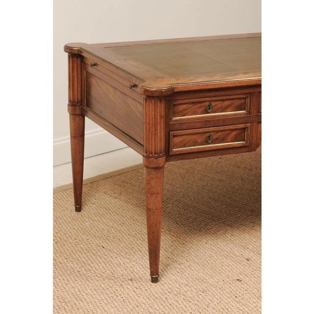 French Antique Louis XVI Style French Desk With Brown Leather Top For Sale - Image 3 of 14