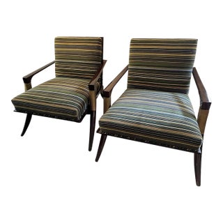 Thomas Pheasant Baker Athens Lounge Chairs, Paul Smith Fabric For Sale