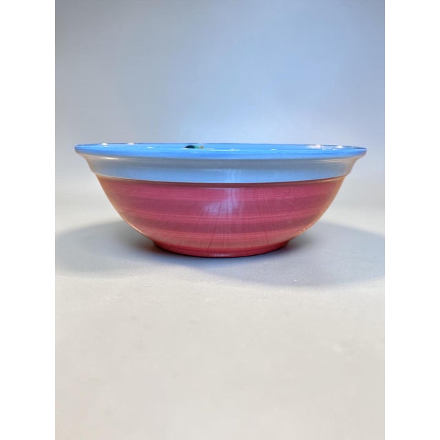 Gail Pittman Signed Blue Garden Extra-Large Serving Bowl Hand Painted 2004 For Sale - Image 6 of 9
