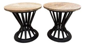 Pair of 1950s Edward Wormley for Dunbar Carrara Marble Side Tables — Signed