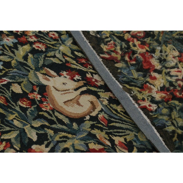 Rug & Kilim’s Armorial Tudor Style Rug in Green and Red Floral Patterns For Sale - Image 9 of 9