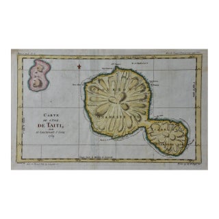 Captain Cook's Exploration of Tahiti: 18th C. Hand-Colored Map by Bellin, 1780 For Sale