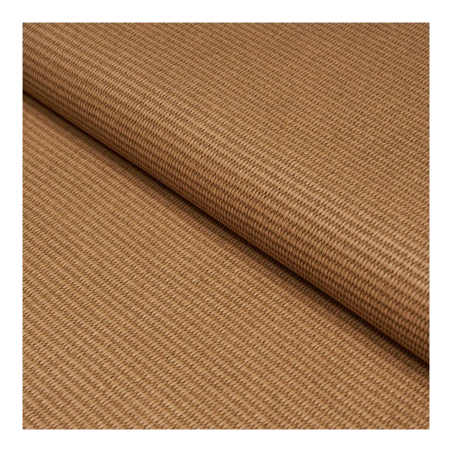 Schumacher Vegan Leather Basketweave In/Out Fabric in Camel For Sale
