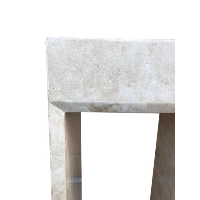 Stone 1990s Square Beige Tessellated Fossil Stone Open Pedestal For Sale - Image 7 of 11