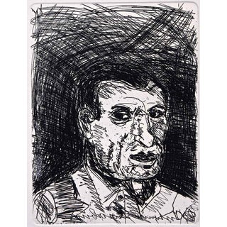 Antonio Ligabue, Portrait, Etching, 1960s For Sale