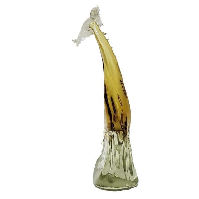 1980s Vintage Mid-Century Modern Murano Style Hand-Blown Art Glass Giraffe Figurine For Sale - Image 5 of 5