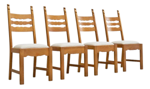 Razorblade Chairs in Oak and Wool by Henning Kjærnulf, 1960s, Set of 4