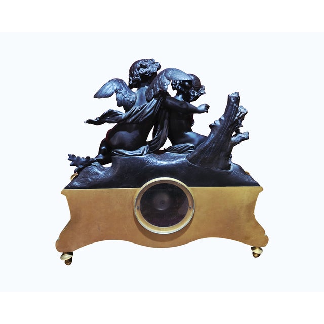 French Antique French Denière Bronze & Marble Clock Garniture Set - Cherubs, 3-Piece, 19th Century For Sale - Image 3 of 18