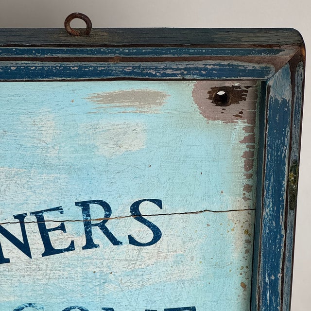 Blue Brilliant Decorative Vintage Tavern Sign in Blues, Advertising Meals Where Miners Are Welcome For Sale - Image 8 of 13