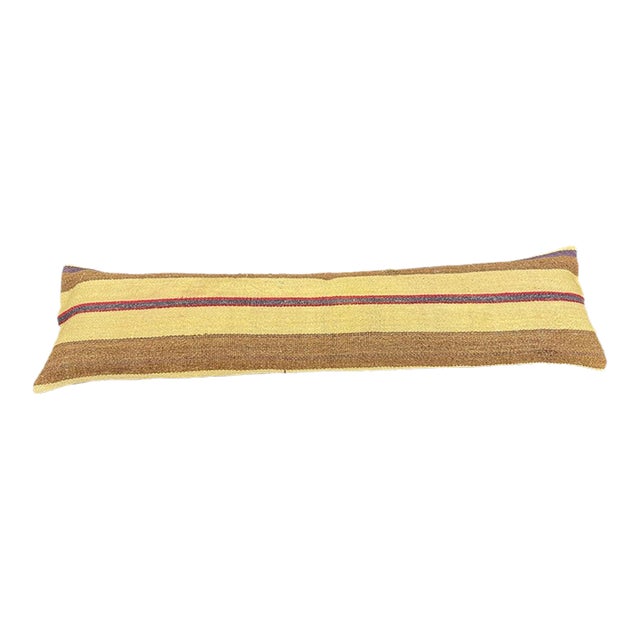 Turkish Hemp Pillow Cushion Natural Beige Brown Cushion Cover 12"x46" For Sale