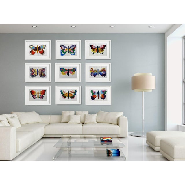 Set of 9 HighEnd Wood Shadow Box Framed Original Butterflies Oil