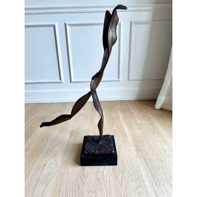 Vintage Modernist Abstract Female Figure Sculpture in Cast Bronze on Marble Base For Sale In Chicago - Image 6 of 10