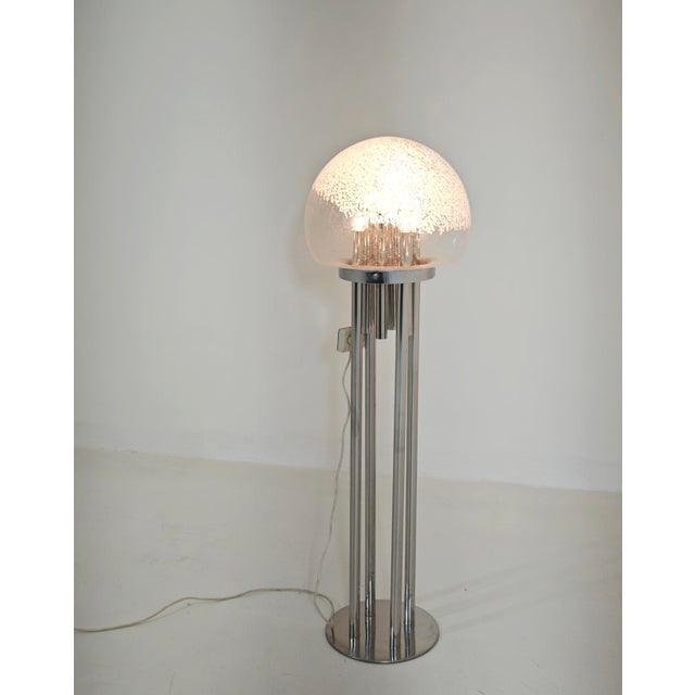 1970s Mid-Century Modern Space Age Chrome and Murano Glass Floor Lamp, Italy, 1970s For Sale - Image 5 of 17