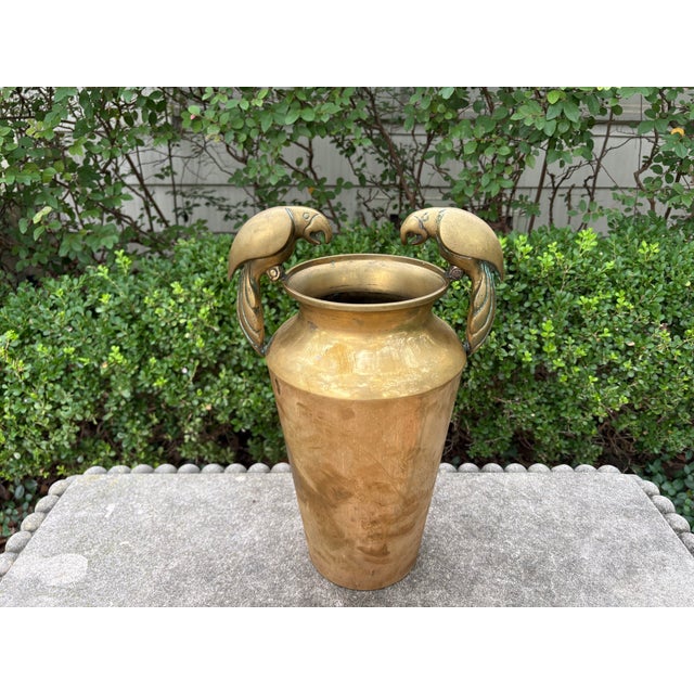 Dolbi Cashier Brass Vase With Parrots. For Sale In Houston - Image 6 of 11