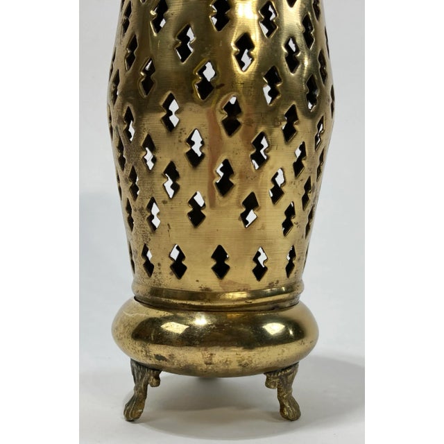 Mid 20th Century Brass Filigree Lantern Incense Burner For Sale - Image 5 of 8