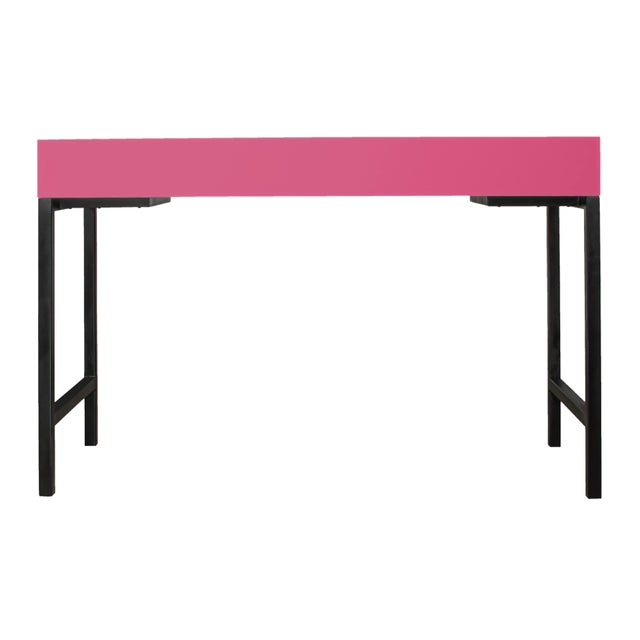 Wood Maple Writing Desk - Pink For Sale - Image 7 of 8