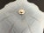Lovely mid century matte glass ceiling light in soft sky blue with radiant transparent sunburst and concentric striped...