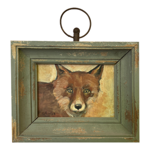 Contemporary Original Stephen Heigh Small “Fox Study” Portrait Painting Vintage Frame