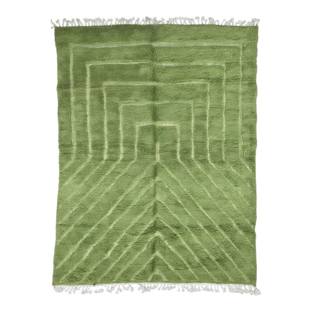 Green Moroccan Rug - 10.4 X 7.9 Ft For Sale