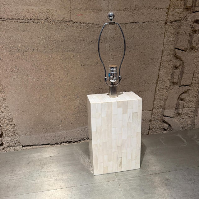 Hollywood Regency Table Lamp by Enrique Garcel, Tessellated Bone, Colombia For Sale - Image 10 of 10