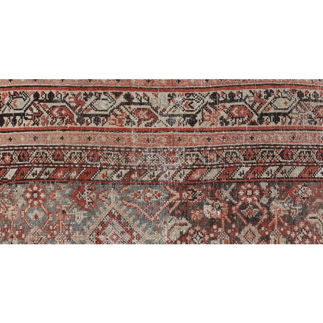 Red Antique Persian Fine Farahan Rug With Medallion in Brown, Red and Light Blue For Sale - Image 8 of 11