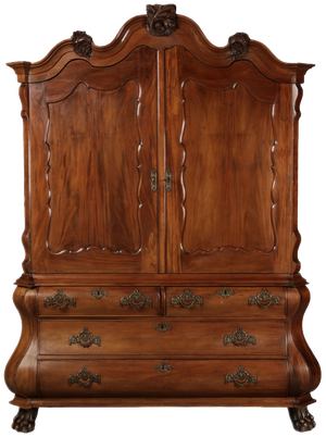 Antique Dutch Baroque Top Cabinet in Walnut, 19th Century