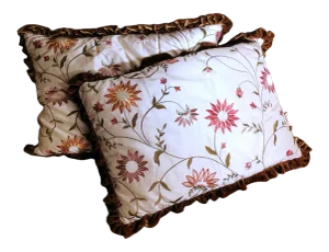 Vintage Silk & Velvet Italian Embroidered Pillows- a Pair